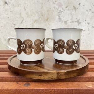 Vintage Boho Floral Mugs By Design Four Stoneware Of Japan, Set Of 2